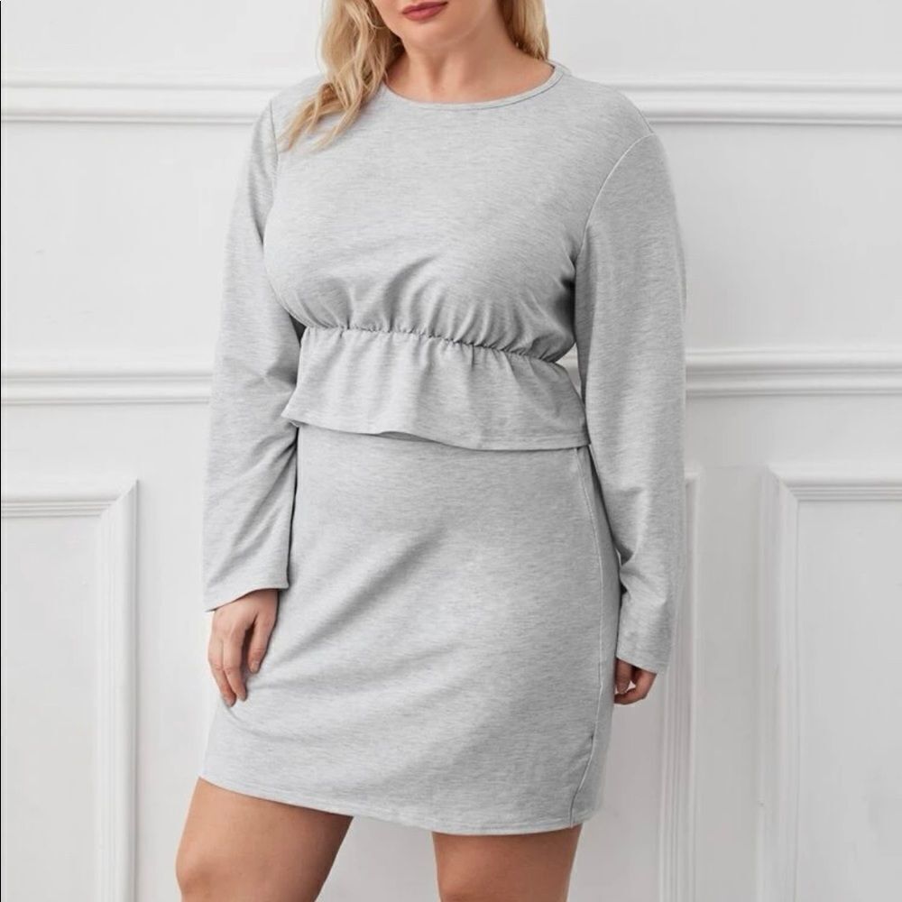 2 Piece Plus Size Sweatshirt & Skirt Outfit